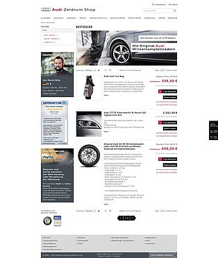 Listenaischt Magento Webshop von Audi Listenansicht
