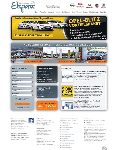 TYPO3 Realisierung einer Webseite für das Autoland Elspass Elspass